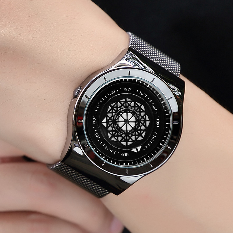 Stainless Mesh Band - Geek Watches Men Minimalist Turntable Dial