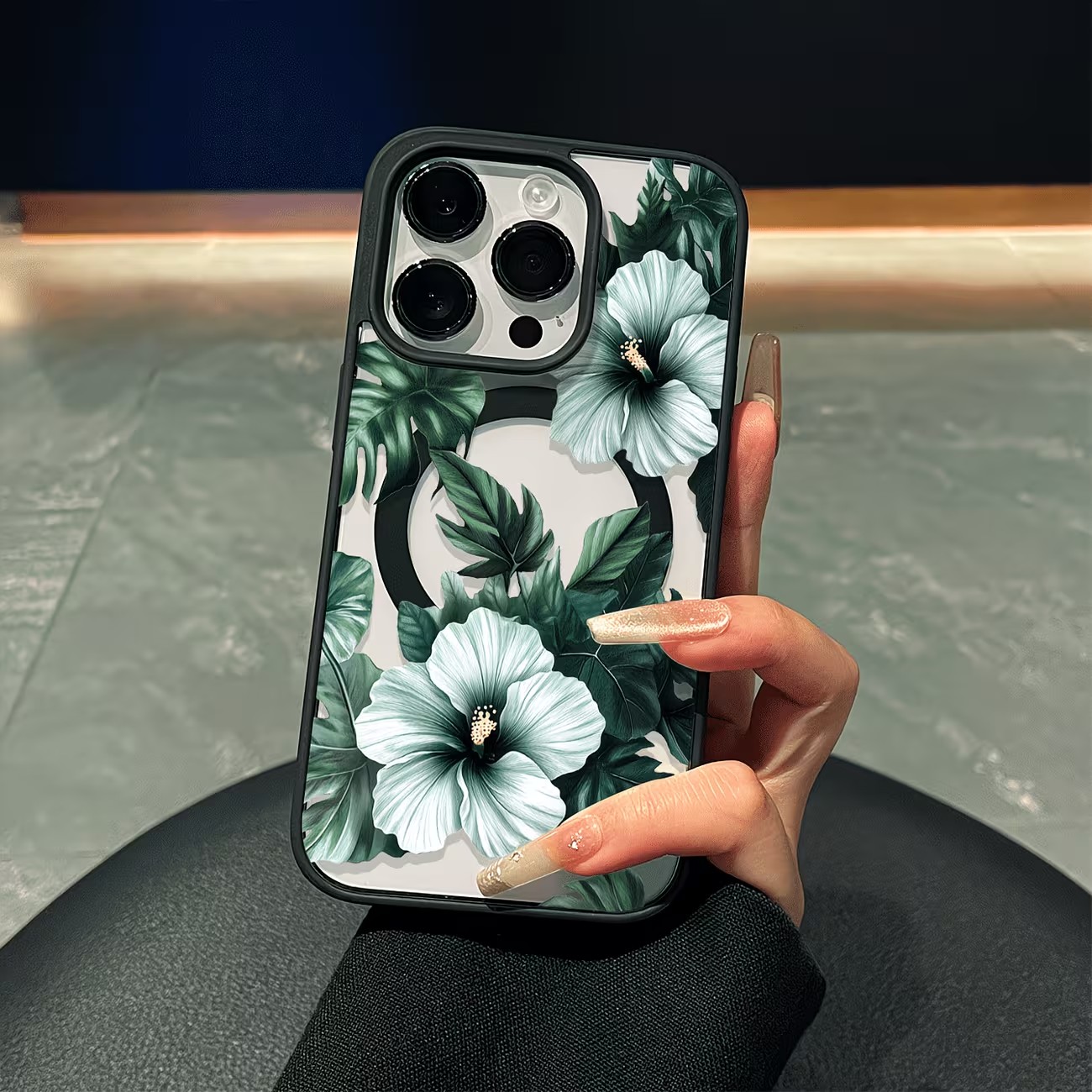 Apple Iphone 15 - Green Floral Print Phone Case For
