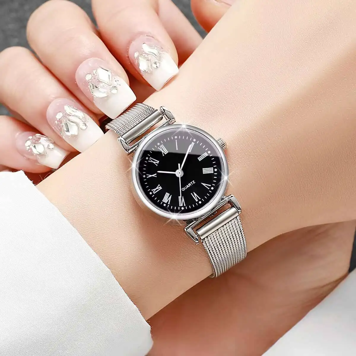 1/2PCS Fashion Women Watches C - Stainless Mesh Band ulasan dan harga