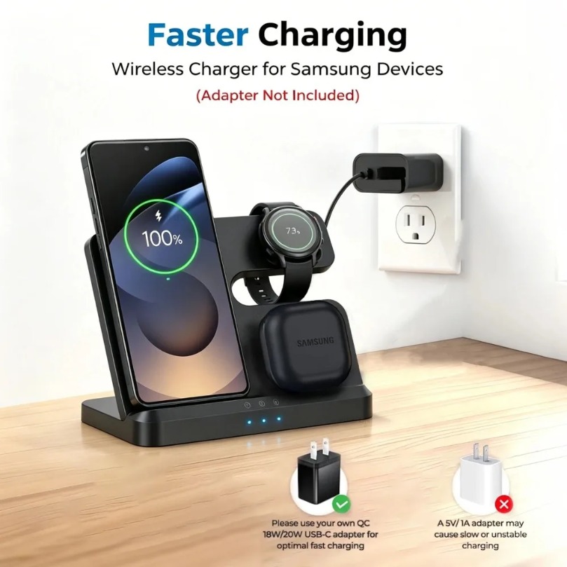 3 in 1 Fast Wireless Charger F - Smartwatch Ac ulasan dan harga