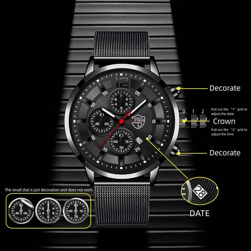 DEYROS Mens Fashion Minimalist - Stainless Mesh Band ulasan dan harga
